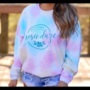 Rosie Daze boutique Tie Dye Corded Crew sz Small